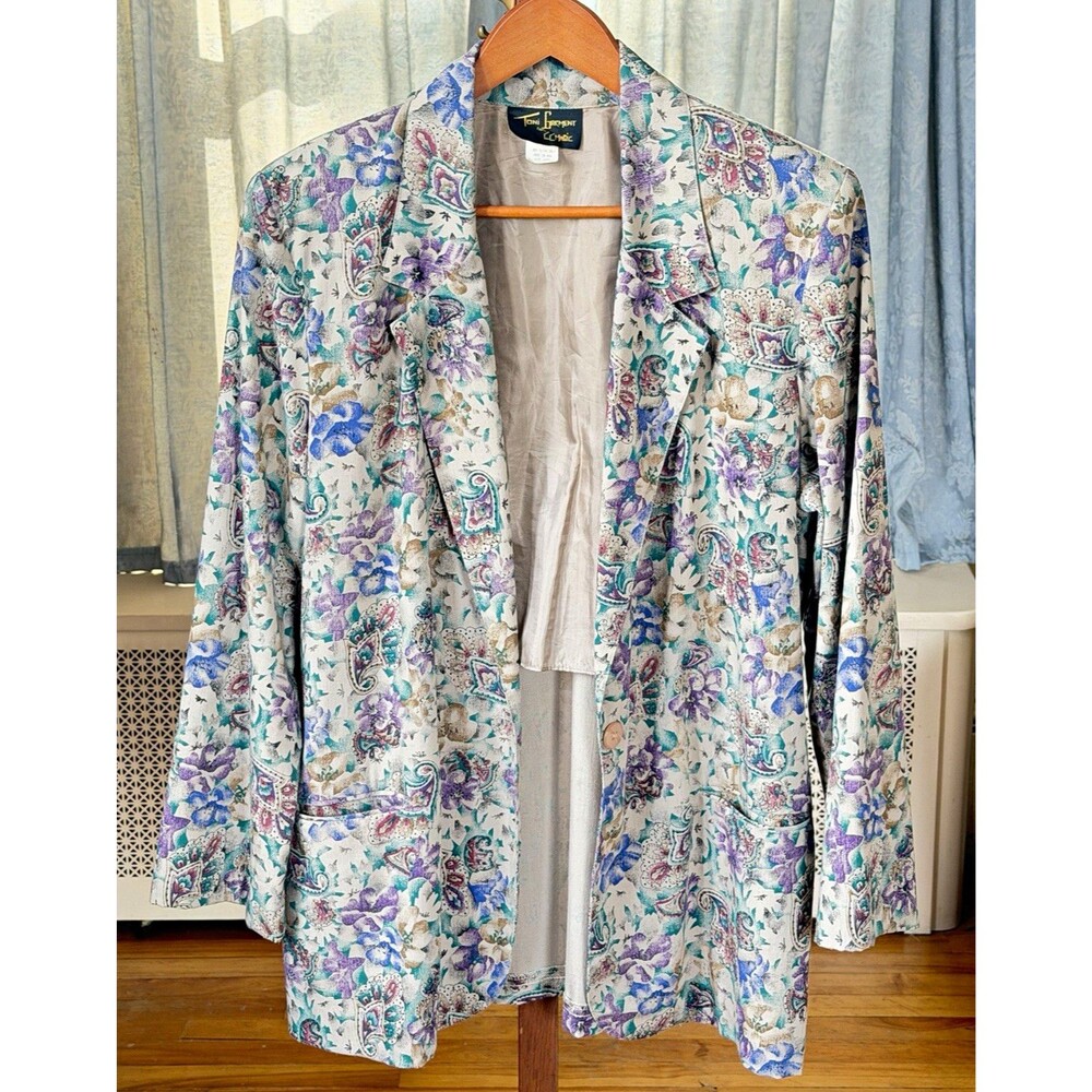 Vintage Toni Garment for C.C. Magic Women's Floral Button Jacket Pockets L